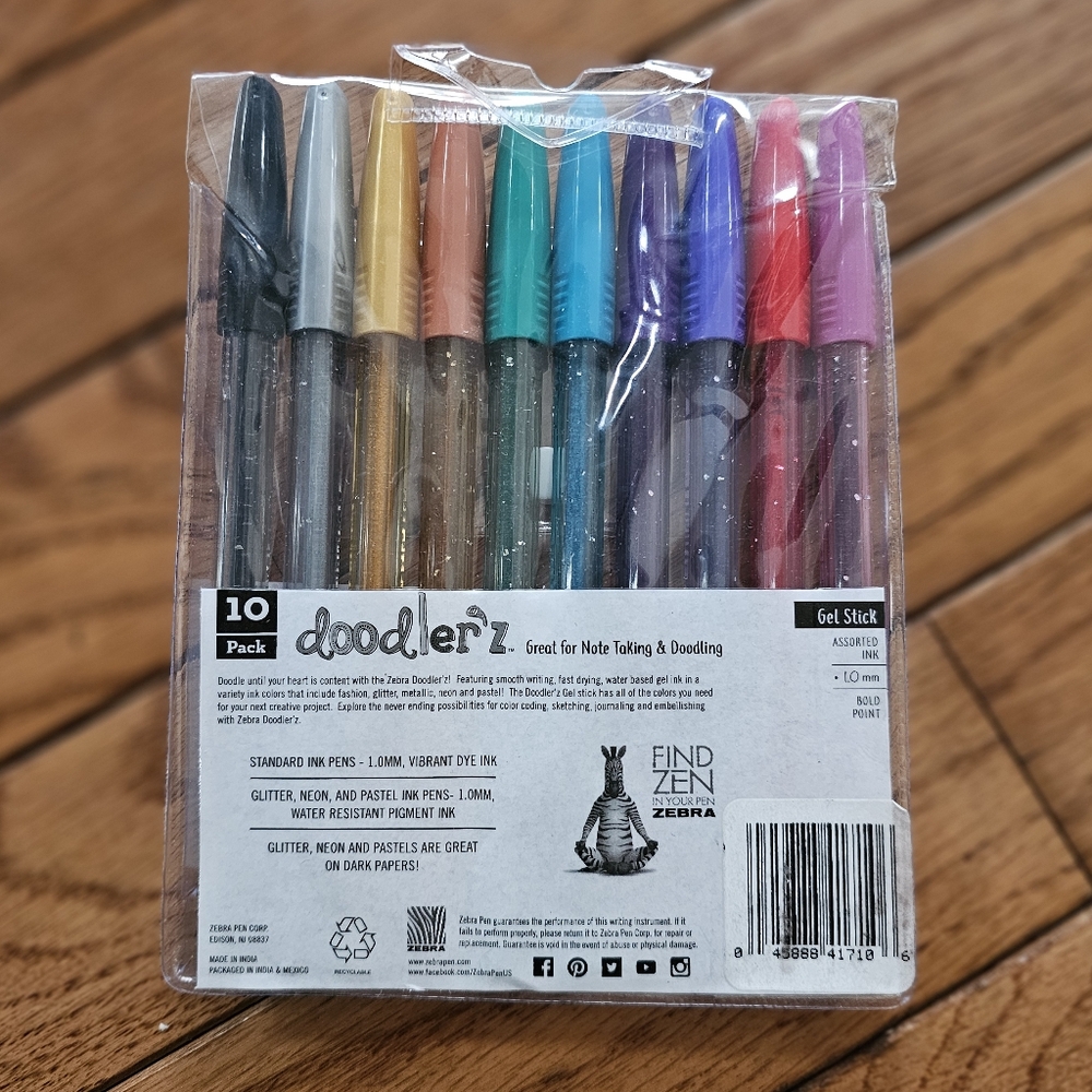 Zebra Doodler'z Gel Stick Pen Set 10pk - Picture 2 of 2